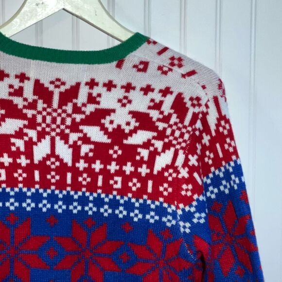 Jolly Sweaters Santa Sweater Women’s Medium Red Green Blue Holiday Ugly Sweater - Picture 13 of 13